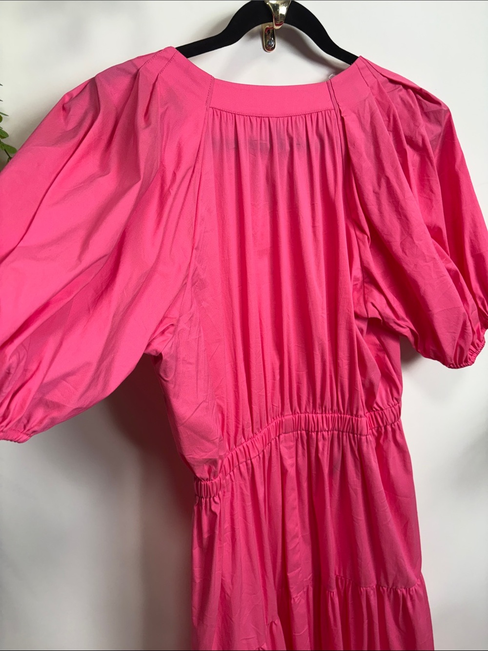 Anne Klein Hot Pink Tiered Maxi Dress with Puff Sleeves - Picture 13 of 14
